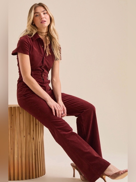 Altar'd State Pants - NWT- Altar’d State- Women's Burgundy Calliope Corduroy Jumpsuit - Size XL